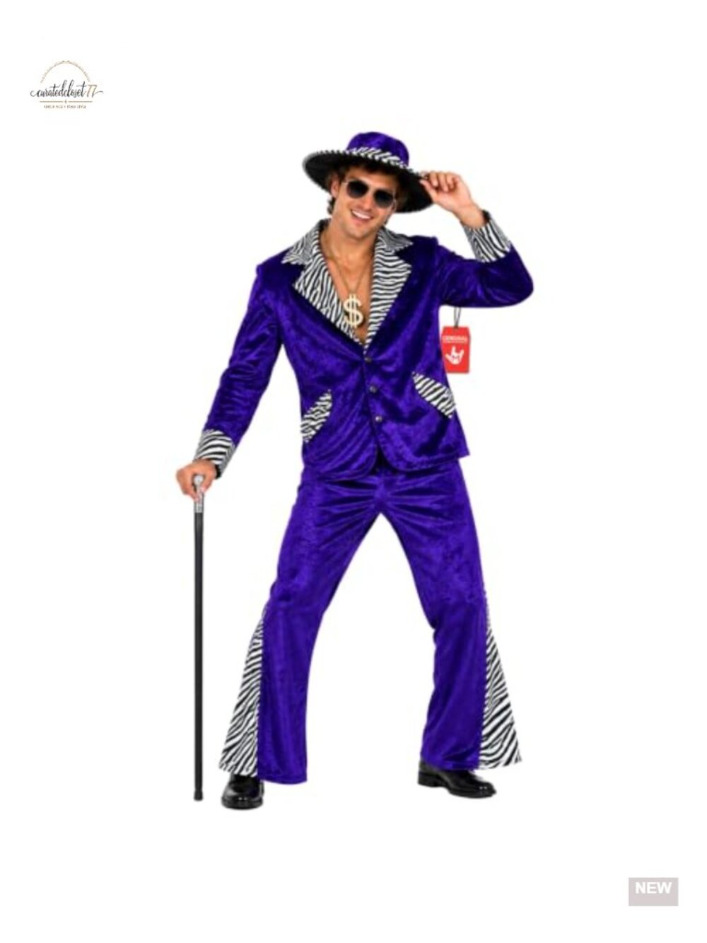 Men's 70s Pimp Costume Velvet Jacket Pants Hat Halloween